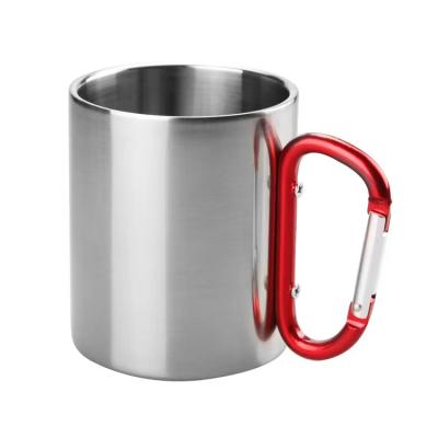 China Yinsa TM008 Sublimation 300ml Stainless Steel Viable Mug With Specially Carabineer Handle Tumblers Portable Outdoor Sports Camping for sale