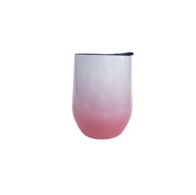 China Yinsa ST073Modern 12oz Gradient Pinkdouble Wall Viable Vacuum With Lid Gift Stainless Steel Red Wine Egg Cup Vintage Beer Glass Mug for sale