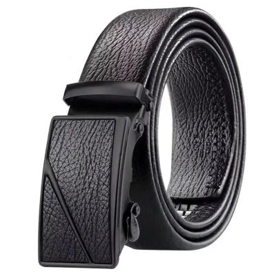 China New Arrival Comfortable Men's Artificial Leather Buckle Belt PU Belt Black Iron Automatic Buckle for sale