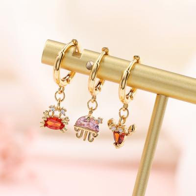 China 18K Gold Cute Cute Submarine Jewelry Cute Animal INS Earrings Explosion Beach Girl Style Small Animal Earrings for sale