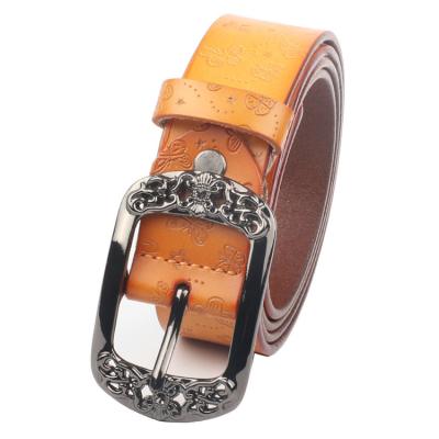 China Comfortable Ladies Leather Belt Butterfly Wild Embossed Retro Leather Belt for sale