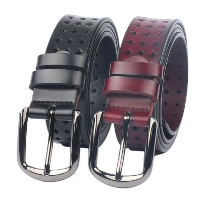 China New Comfortable Women's Leather Belts, Free Punch Pin Buckle, Soft Hollow Leather Belts For Women for sale