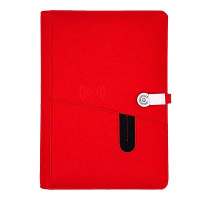 China Support Fast Customizable Cuaderno Reusable USB Power Bank Planner A5 Charging Leather Notebook with Radio and USB Flash Drive for sale