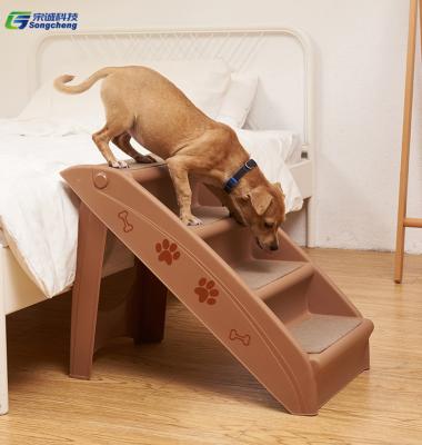 China 4 Setps Waterproof Eco-Friendly Foldable Pet Stairs Folding Stair Ladder for Dogs and Cats, Best for Small to Large Pets 2pcs/carton for sale