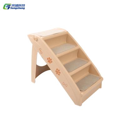 China 4 Setps Waterproof Eco-Friendly Foldable Pet Stairs Folding Stair Ladder for Dogs and Cats, Best for Small to Large Pets for sale