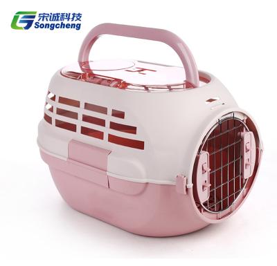 China Breathable Plastic Travel Aviation Dog Cage Cat Dog Flight Case Outdoor Airline Pet Carrier Case Large for sale