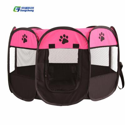 China Portable Collapsible Pet Foldable Outdoor Dog Playpen Cat Pen Kennel Tent Soft Folding Crate Crate Room for sale