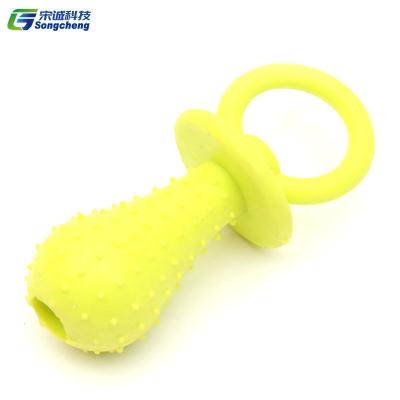 China New Eco TPR Mini Pacifier Bite-Resistant Dog Toy Viable Non-Toxic Grinding Rubber Bite Toothbrush Dog Chew Toy for sale