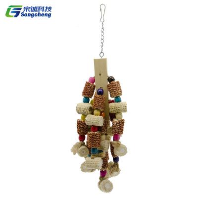 China Wholesale Viable Wooden Colorful Pillar Corn Cob Beads Chewing Toy Parrot Toy Bird Cage Accessories Bird Toy for sale