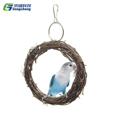 China 1PCS Viable Parrot Bell Toy Multicolor Wooden Bead Bird Toy Kit Parrot Cage Creative Swing Toys Colorful Birds Chewing Hanging Bell for sale