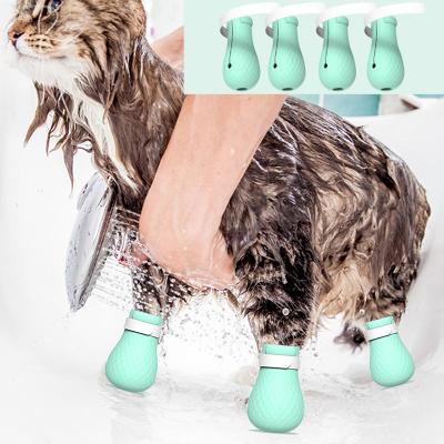 China Viable Silicone Pets Grooming Supplies Anti-Scratch Shoes For Claw Paw Cover Protector Cat Wash Pet Cats Bath Boots Adjustable for sale