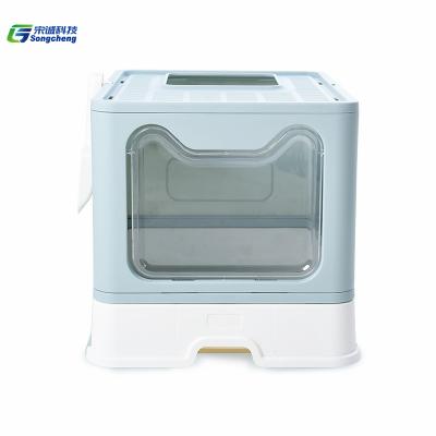 China Sustainable Collapsible Cat Litter Box Big Space Cat Toilet Box With Scoop Encased Cats Drawer Toilet Pet Care Products for sale