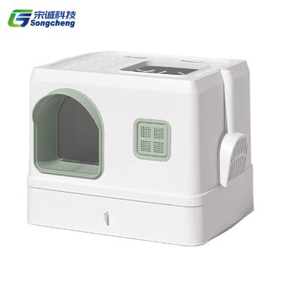 China Multifunctional Sustainable Pet House Cat Litter Box House Elegant Cat Clean Litter Box Cat Clean Products for sale