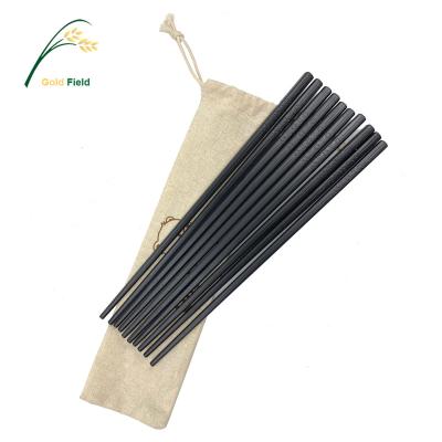 China Viable Reusable Black 24CM Alloy Chopsticks 5 Pairs PPS Fiberglass Chopsticks Packing With Cotton Drawstring Pouch for sale