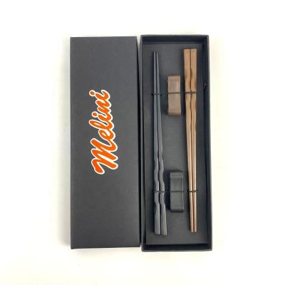 China Popular viable Chinese restaurant alloy fiberglass chopsticks gift set with chopsticks holder for wedding party for sale