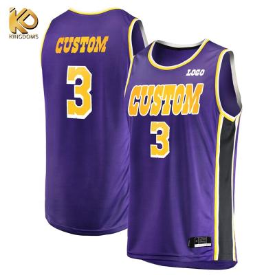 China Newest antibacterial custom embroidered sublimation printed black mens basketball tank tops / quick dry basketball shorts tank top nbaa for sale