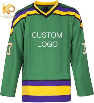 China Quick Dry Custom OEM Quilted Vintage Twill Embroidered Youth Double Sided Mens Team Inline Reversible Custom Sublimated Ice Hockey Jersey for sale