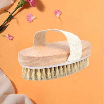 China EXFOLIATING Portable Hand Held Shower Brush Wooden Soft Stiff Bristle Bath Brush Exfoliating Soft Skin Care Body Comb for sale