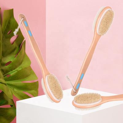 China EXFOLIATE Body Cleansing Portable Long Handle Bath Brush For Skin Massage Wooden Back Shower Brush for sale