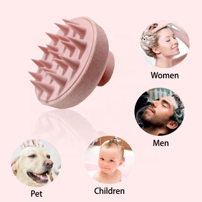 China Logo Wheat Straw Hair Detangling Comb Silicone Scalp Massage Shampoo Brush Waterproof Factory Customized for sale