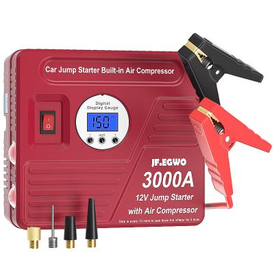 China Multi-Function 6 in 1 Wholesale Peak 24000mAh Capacity 3000A Mini Multi-Function Emergency Car Battery Jump Starter with Air Compressor for sale