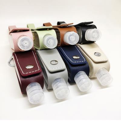 China Europe 30ML Hand Bottle Disinfection Bottle Cover Portable Leather Sanitizer Holder Key Chain for sale