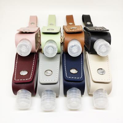 China Wholesale PU Leather Disinfection Portable Sanitizer Holder Bottle Cover Sanitizer Europe Hand Key Chain for sale