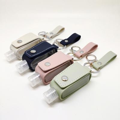 China Portable Europe 30ML Hand Sanitizer Bottle Leather Cover Mini Sanitizer Holder Tassels Keychain PU Disinfection Bottle Cover for sale