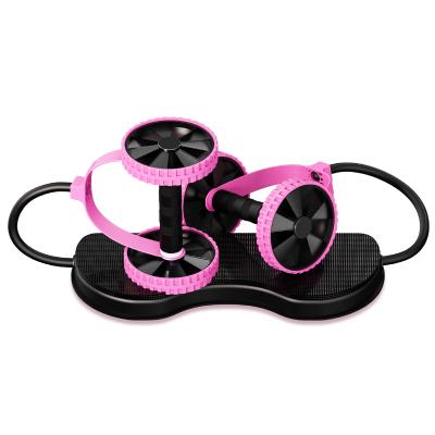 China New Design Band Workout Exercise Equipment Body Fitness Sport Double ab Wheel Roller Resistance Band for sale