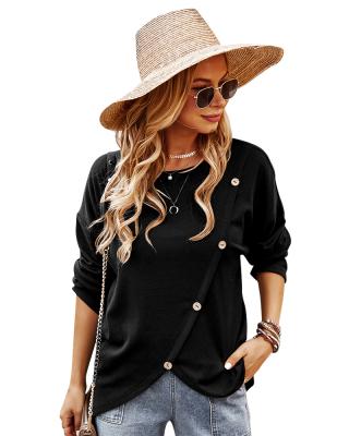 China 2021 Hot Selling Custom Made Women's Solid Color Elegant Style Long Sleeve Winter QUICK DRY Long Sleeve Clothes Tops for sale