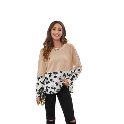 China New Arrivals QUICK DRY 2022 Autumn And Winter Women's Long Sleeve Quilting Pullover Knitted Sweater Casual Round Leopard Printing for sale