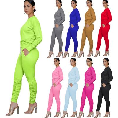 China Breathable Women Workout Sets Gym Two Piece Sports Wear Long Sleeve Crop Top And Pants Ladies Tracksuit Sportswear for sale