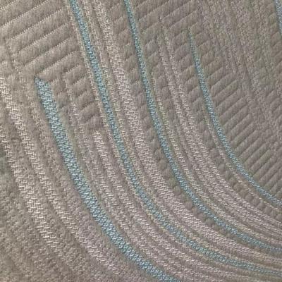 China 100% Polyester Flame Retardant Heather Jacquard Stripe Pattern Gray Knitted Fabric For Mattresses for sale