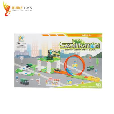 China Double Slot Toy Miniature Racing Car Toy Buckle Ejection Rail Track Race Car Racing Sets Gift for sale