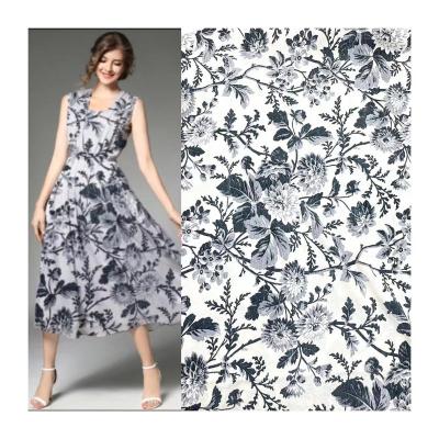 China Breathable French floral digital printed recycle polyester crepe chiffon fabric for dress for sale