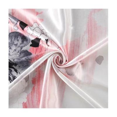 China Shrink-Resistant Wholesale custom matte digital print beautiful flower silk satin fabric for women garment for sale