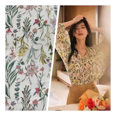 China Wrinkle Resistant Custom print 100% recycled Polyester cut flower soft jacquard chiffon Fabric for sale