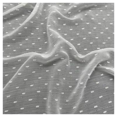 China Anti-Static Breathable 75D 100% woven Polyester white jacquard cut flower chiffon fabric for sale