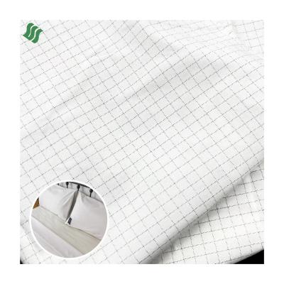 China Breathable Manufacture 230CM Grid 54%Cotton 39.5%Polyester 6.5%Carbon Antistatic Bedding Sheet Pillow Fabric for sale