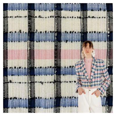 China Shrink-Resistant New Arrival Cotton wool Polyester woven Fabric Plaid Pink yarn dyed Tweed Fabric for sale