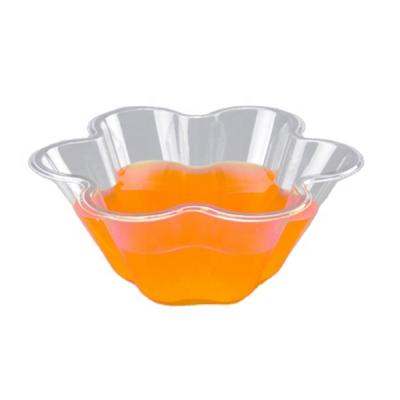 China Disposable Food Ice Cream Clear Colored PET Flower Shape Plastic Bowl for sale