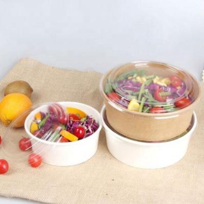 China Disposable Natural Paper Salad Wrapping Paper Box Salad Paper Containers With Lid for sale