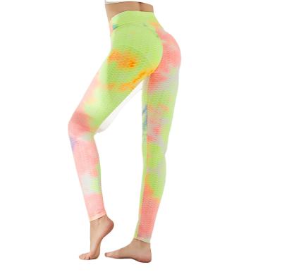 China Breathable Custom Size Women Gym Logo Tie Dye Seamless Yoga Panty Leggings Workout Scrunch Butt High for sale