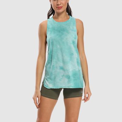 China Popular Selling Size QUICK DRY Plus Tie Dye Breathable Fitness Gym Women Sportswear Yoga Tank Tops for sale