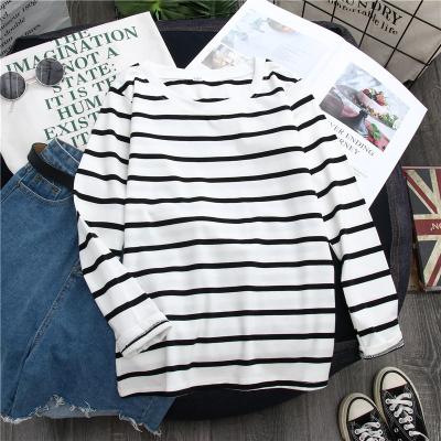 China Korean Style Loose All-match QUICK DRY Classic Striped Long Sleeve T-shirt Women Bottoming T Shirt For Women for sale