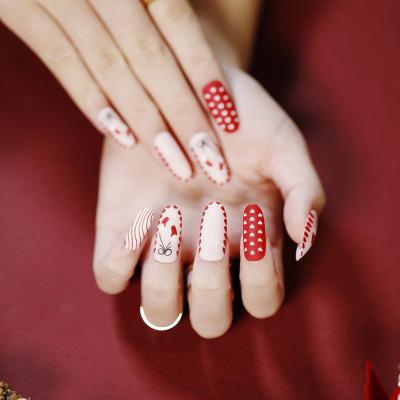 China Design Factory Wholesale Hot Selling Christmas Press On Nails Long Medium Snowflake Nails Snowman Artificial Nails for sale