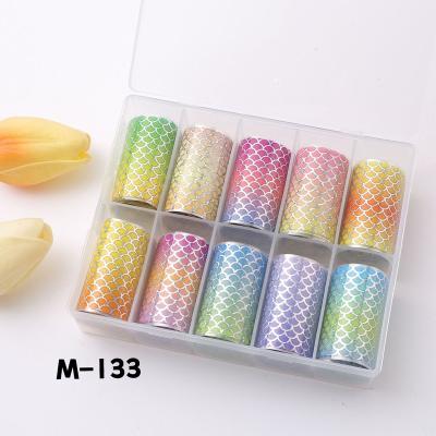 China Butterfly Aurora Paper Gold Nail Foil Kit Transfer Nail Art Transfer Sticker 4*100CM Flower Sticker Starry Paper Finger Nail Set for sale