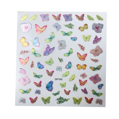 China Nail Art Beautiful Decals Decoration Finger Laser Nail Art 3D Butterfly Nail Sticker Decals Design Sticker for sale