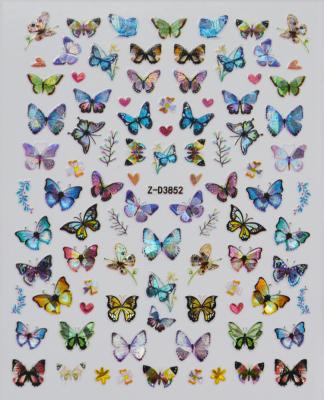 China Wholesale ZD Series Finger Nail Art Design Laser Butterfly Sticker Sheet Designers Nail Decals Art Stickers for sale