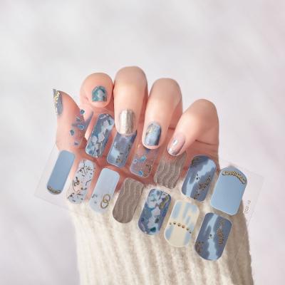 China Factory Wholesale Hot Selling Cheap Custom Finger Nail Art Gel Nail Wraps Fake Diamonds Stones 14 Pcs Nail Stickers for sale